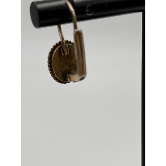 Designer Signed Oval Opal Cabochon Sterling Silver Vermeil Lever back Earrings - Picture 10 of 10